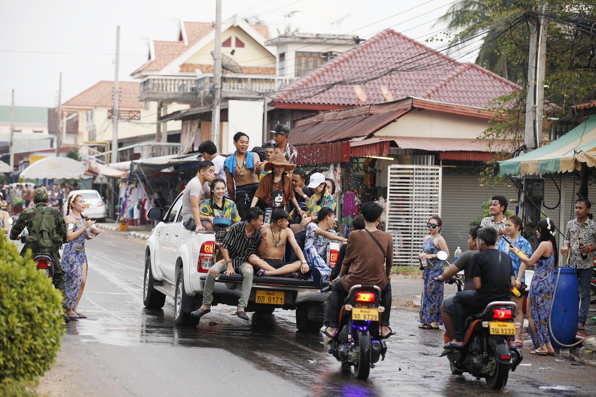 Muang Xay Laos Street locals Waterfestival